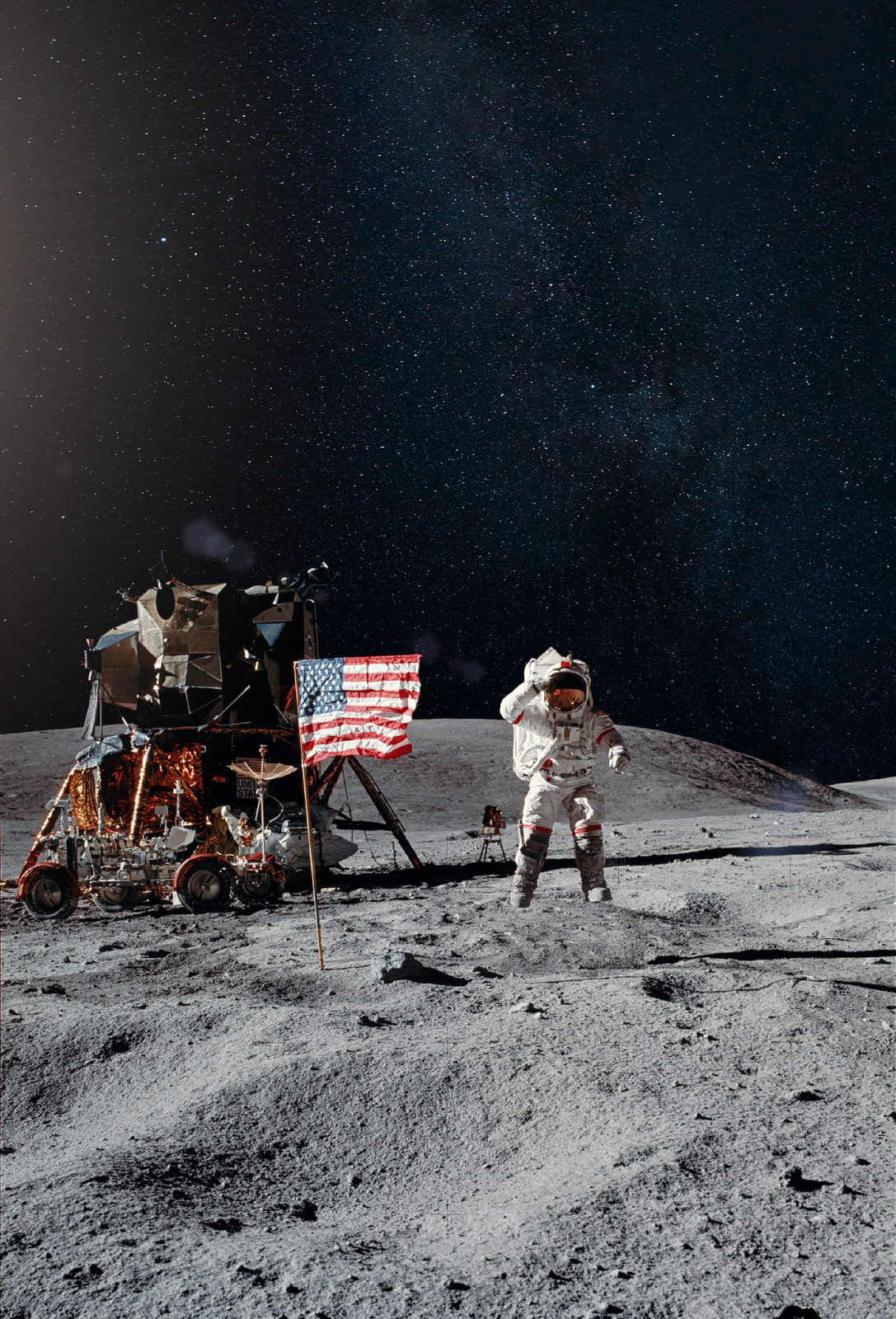 Man on the Moon. Astronaut on Lunar (Moon) Landing Mission. Elements of This Image Furnished by NASA.